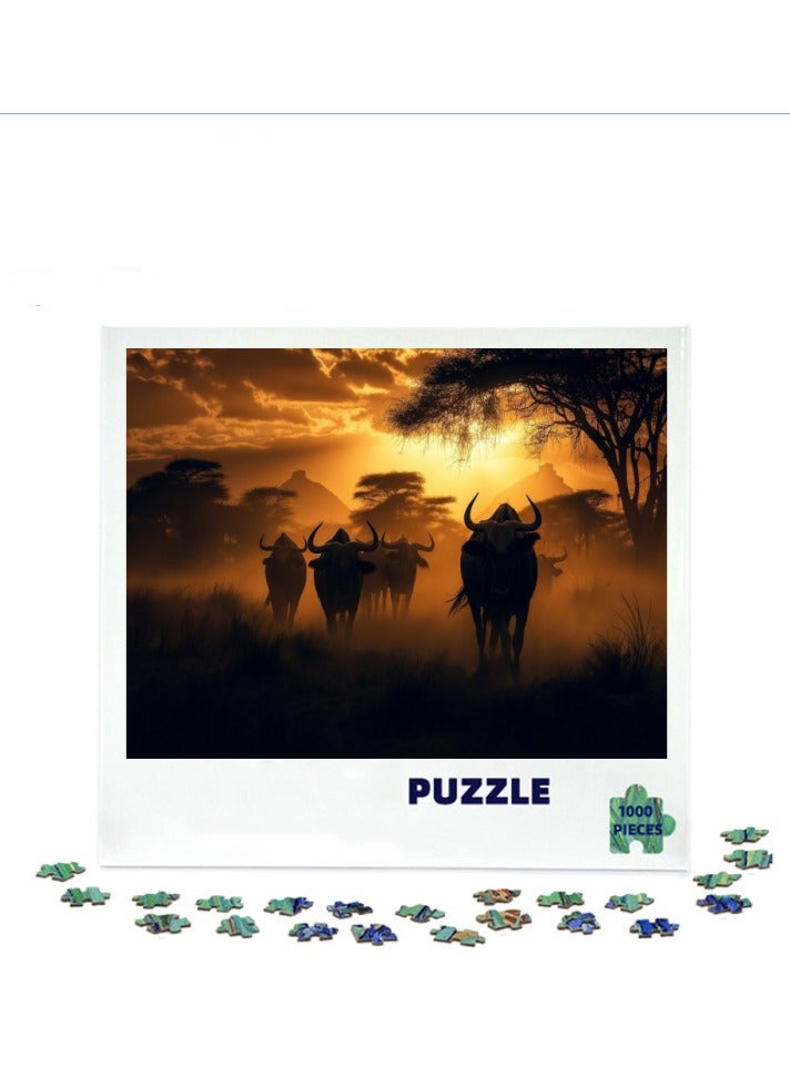 Anna 1000-Piece Twilight Prairie Cattle Scene Jigsaw Puzzle - Image 1