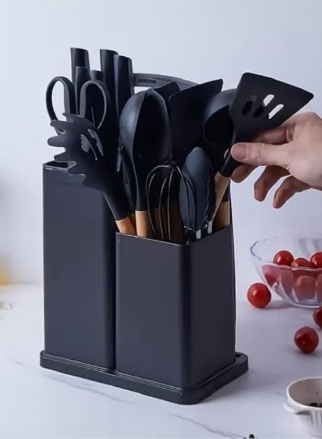 TIGER Kitchen Utensil Set 19 Piece Silicone - Non-Stick Cooking Tools Kit Includes Knives, Spatulas, Spoons, Ladles for Professional Chefs or Home Cooks - Image 1