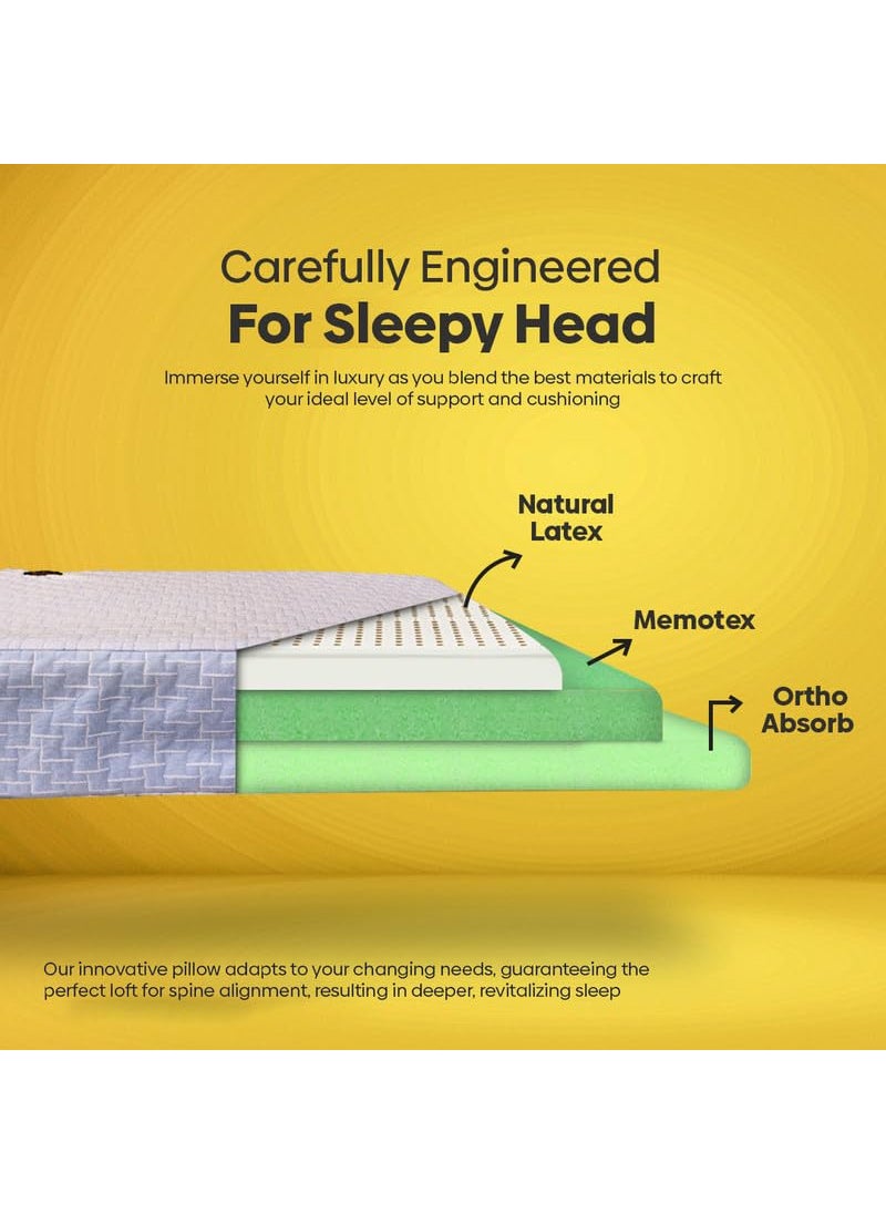 SLEEP XPERT - SLEEP XPERT Adaptex Pro 3 Layer Adjustable Memotex Orthopedic Pillow Natural Latex Memory Foam Pillow Free Viscose Cotton Zipper Cover 3 Years Replacement Warranty 25x17x5 Inch Pack of 4 - Image 1