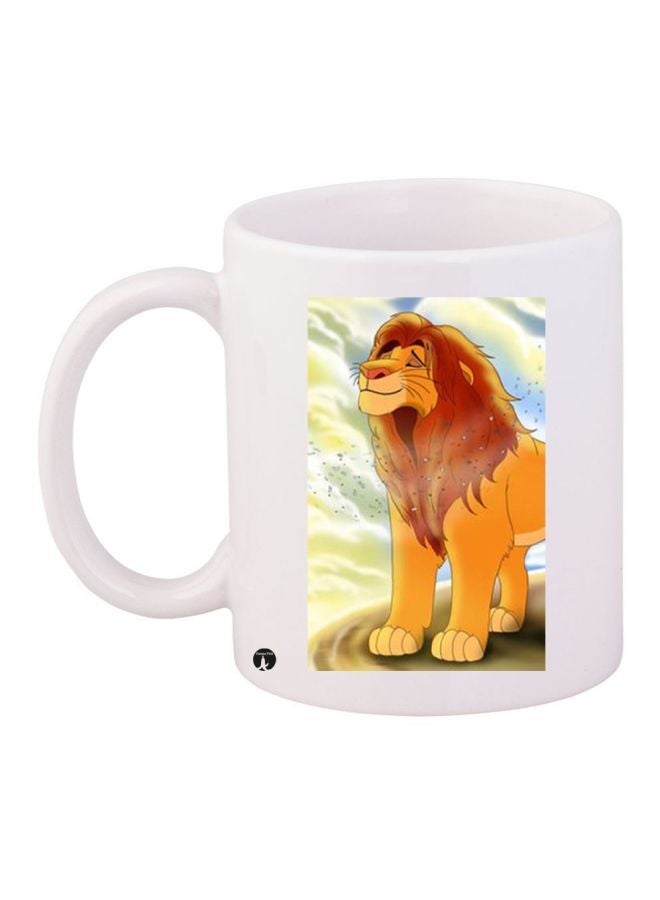 RYN The Lion King Printed Coffee Mug White/Yellow/Brown 11ounce