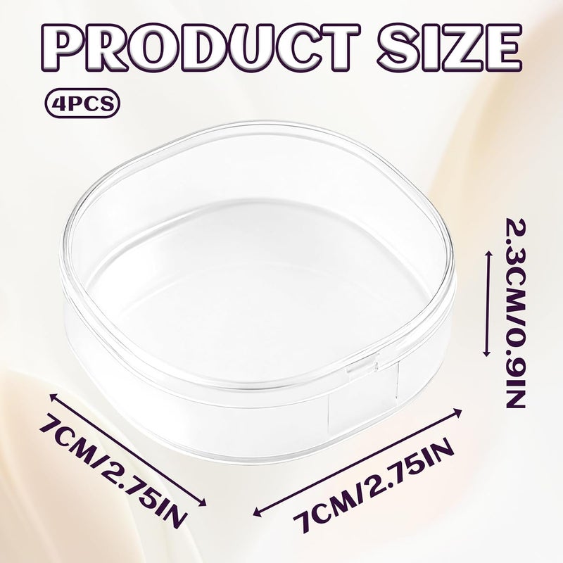 LUSTRIB 4 Pcs Portable Cotton Round Holder, Plastic Lightweight Cotton Round Dispenser, Small White Transparent Cotton Pads Holder for Makeup Remover Cottons Balls Powder Puff Floss Balls Beads Small Items - Image 2