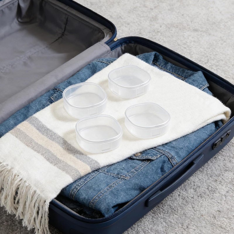 LUSTRIB 4 Pcs Portable Cotton Round Holder, Plastic Lightweight Cotton Round Dispenser, Small White Transparent Cotton Pads Holder for Makeup Remover Cottons Balls Powder Puff Floss Balls Beads Small Items - Image 5