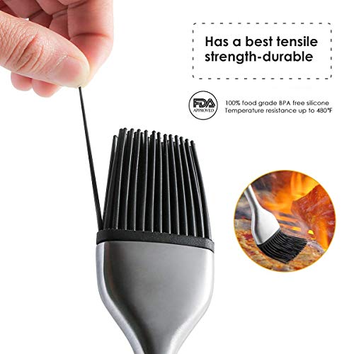 Xacton Basting Silicone Oil Brush | Stainless Steel Basting Brush for Cooking, Grilling, Pastry, Barbecue, Marinating, Desserts Baking | BPA Free, FDA Approved (9 inch) - Image 3