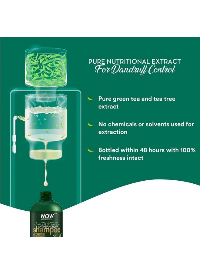 WOW - Skin Science Green Tea & Tea Tree Anti-Dandruff Shampoo - No Sulphates, Parabens, Silicones, Color & Peg - 300 Ml - Image 1