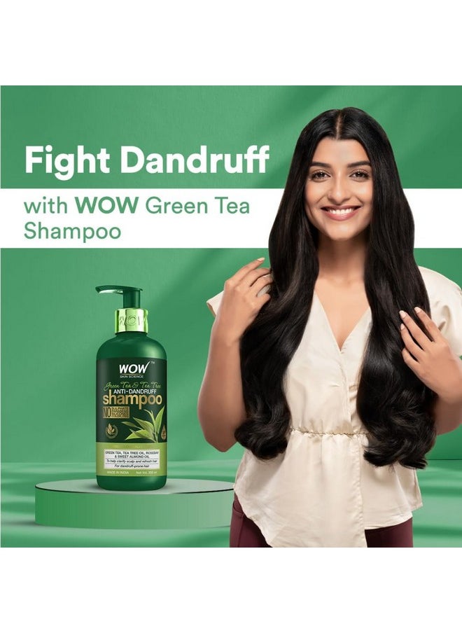 WOW - Skin Science Green Tea & Tea Tree Anti-Dandruff Shampoo - No Sulphates, Parabens, Silicones, Color & Peg - 300 Ml - Image 1