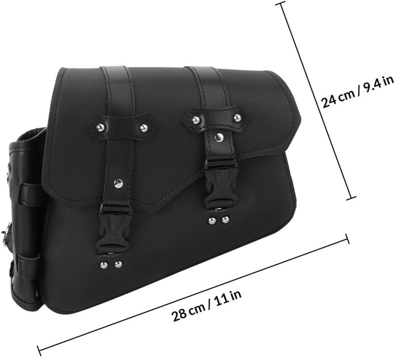 Motorcycle Pu Side Tool Bag with Water Bottle Holder, Quick-release Right Swing Arm Saddlebag for Outdoor Riding and Bike Storage - Image 2