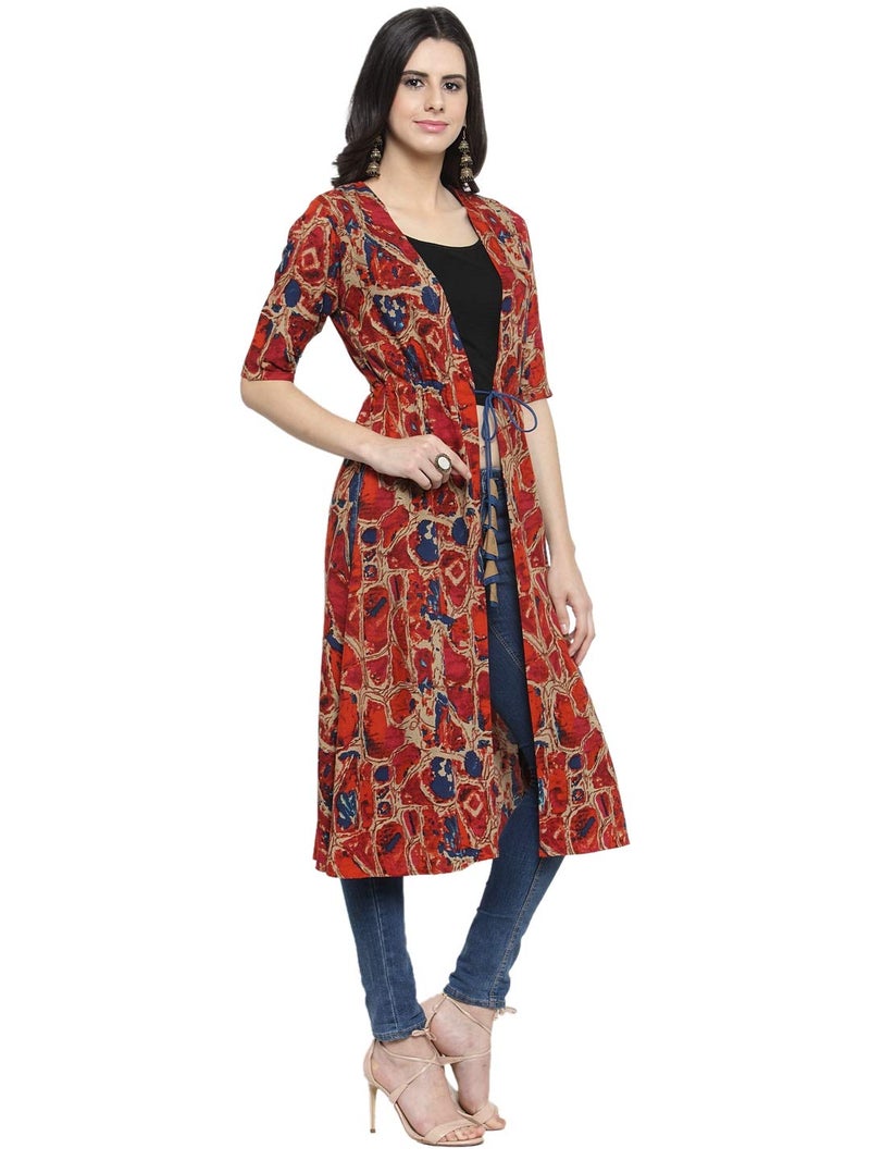 INDIBELLE Viscose Women's Abstract Print V-Neck Shrug (Ibcp255Ml_L, Multi-Color, Large) - Image 4