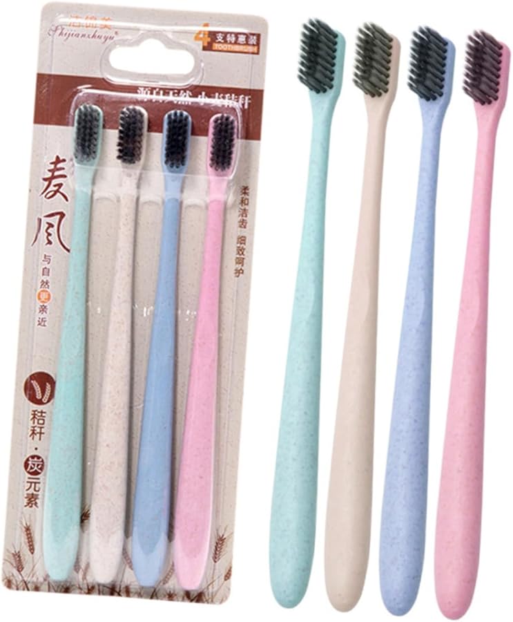 PartyKindom 8 Pack Bamboo Toothbrush And Straw Set Travel Oral Care Soft Bristles - Image 3