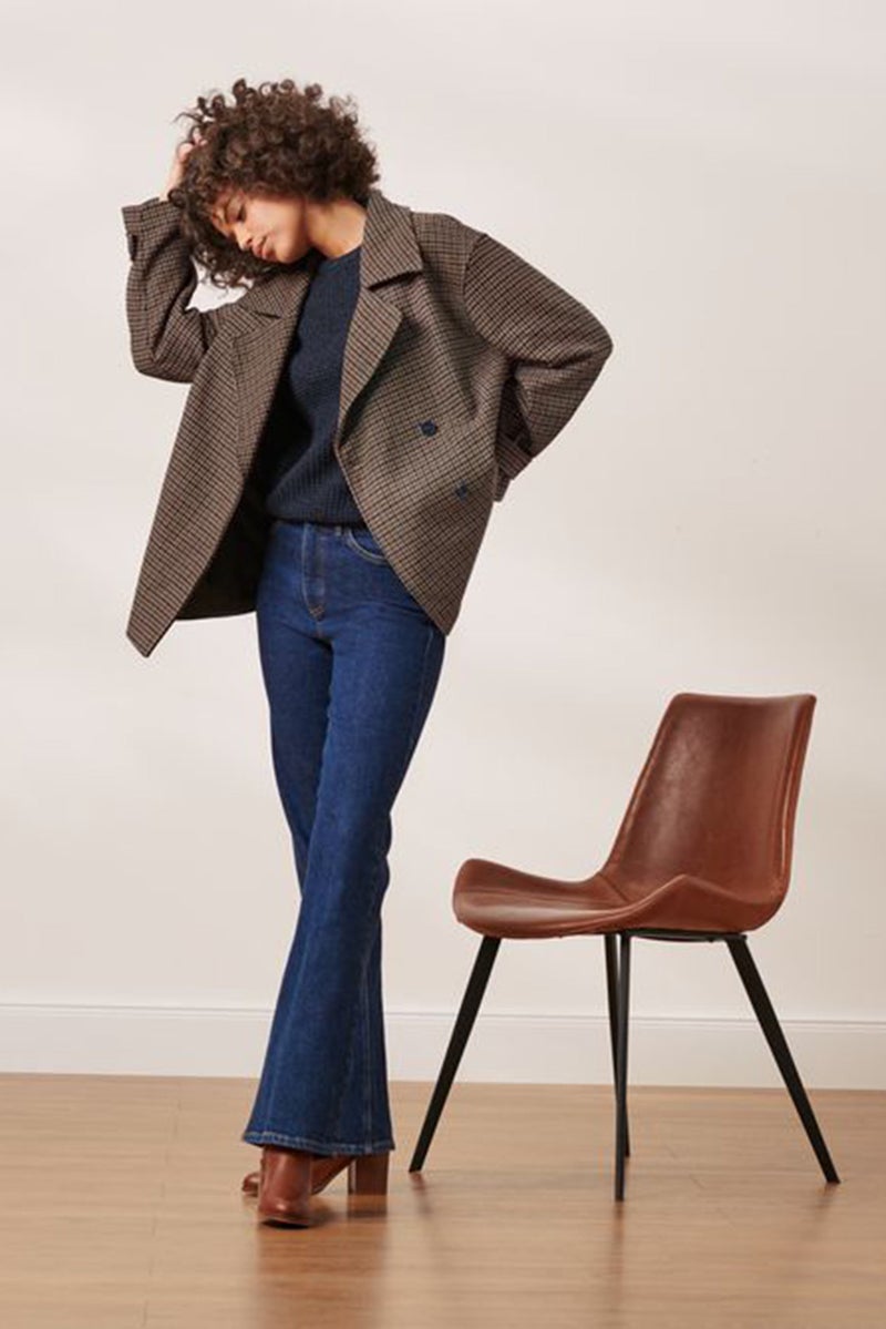 Tchibo Women Checkered Long Sleeves Jacket, Black - Image 1