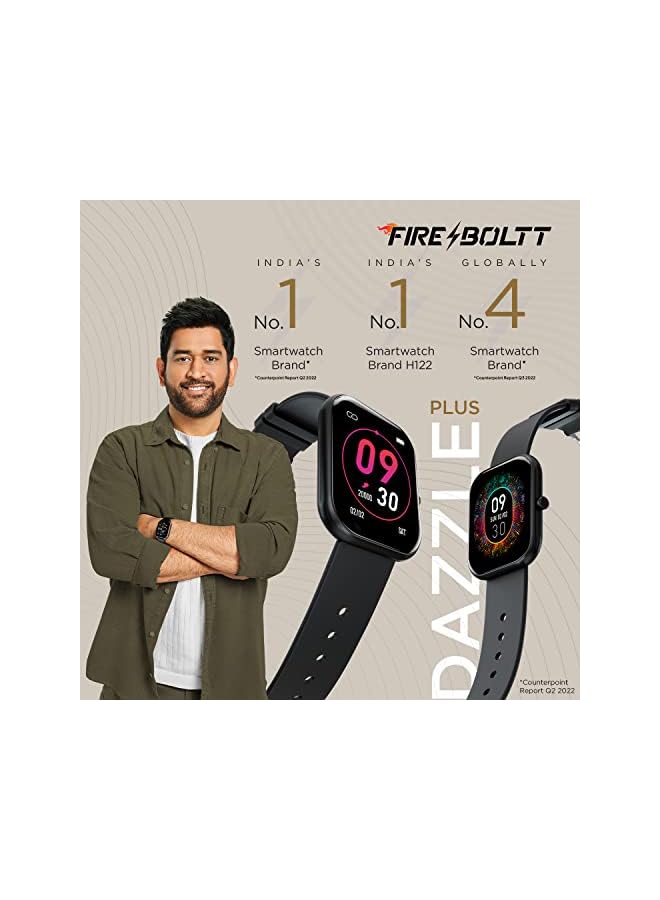 Fire-Boltt Dazzle 1.83" Smartwatch Full Touch Largest Borderless Display & 60 Sports Modes (Swimming) with IP68 Rating, Sp02 Tracking, Over 100 Cloud Based Watch Faces (Black) - Image 2