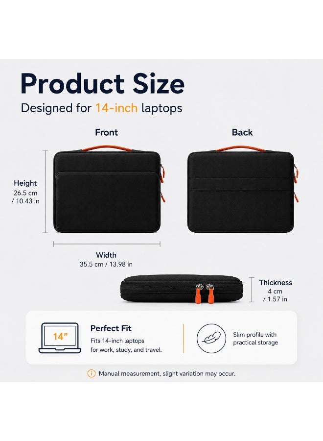 QIYUE 14 Inch Waterproof Laptop Bag, Compatible with MacBook Pro 14 Inch (M2/M3/M4 A2442/A2779/A2918/A2992/A3402) & MacBook Air 13.6/15.3, also fits Lenovo Xiaoxin Pro 14, HP Pavilion 14, Dell XPS 14, Samsung Galaxy Book 14, Huawei MateBook 14 Ultra-Thin Notebook Handbag - Image 2