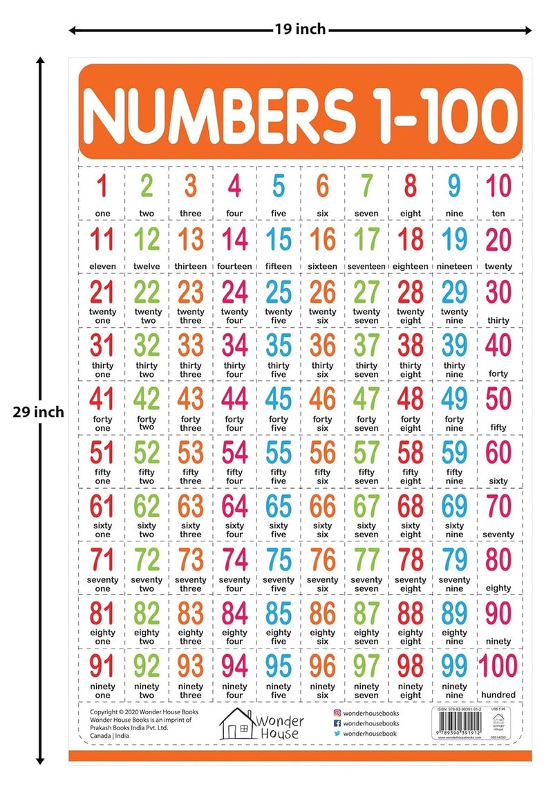 Wonder House Books Numbers 1-100 - My First Early Learning Wall Chart: For Preschool, Kindergarten, Nursery And Homeschooling (19 Inches X 29 Inches) - Image 2