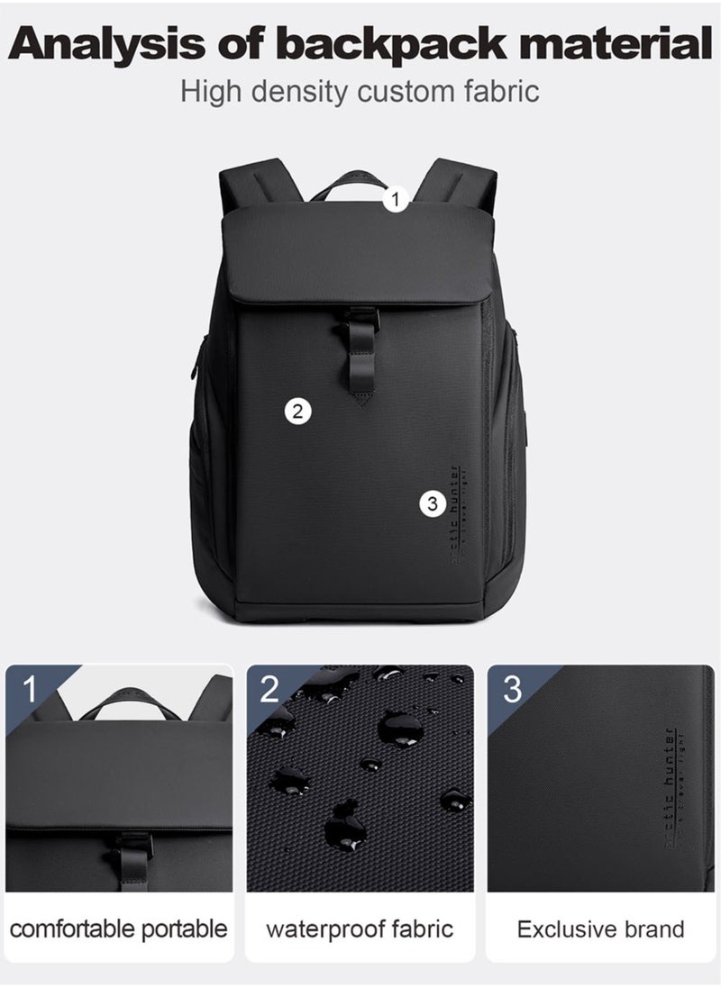 ARCTIC HUNTER Business Travel Backpack, Water Resistant Durable Office College School Student Bag for Men, Black  - Image 4