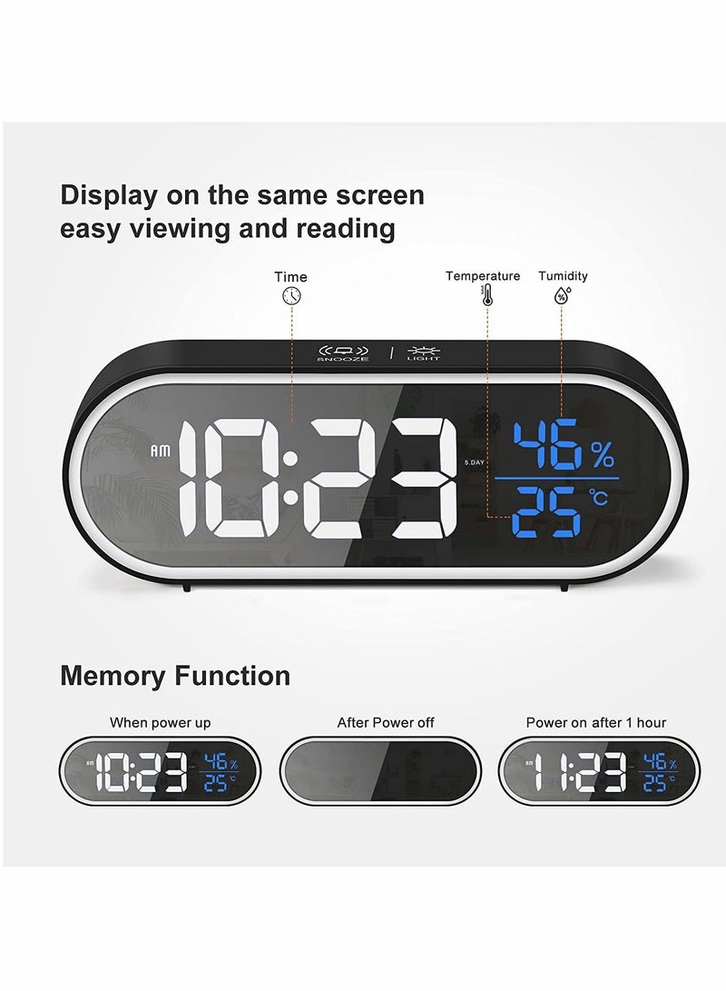 KASTWAVE Digital Alarm Clock, Large Mirrored LED Display with Humidity Temperature USB Charger Port 5 Types of Brightness 4 Volume Smart Voice Control - Image 2