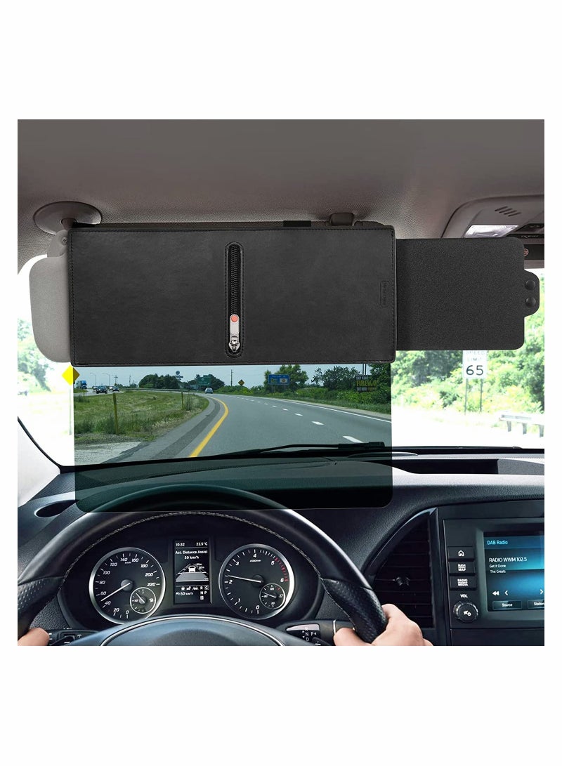 Universal Polarized Car Sun Visor Extender with Zipper Slider, Anti-Glare Protection from Sun, Snow, Fog and UV Rays for Cars and SUVs - Image 1