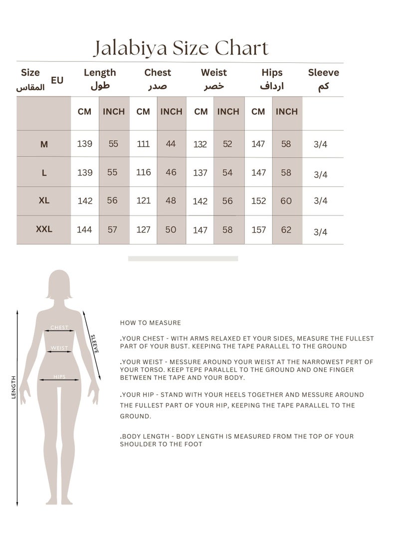 اكسا جلابية سادة انيقة مع لمسات تطريز تيفاني - Image 5