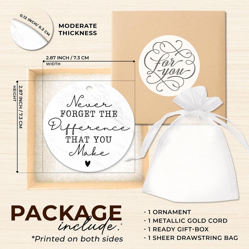 ZAGKOO Thank You Gifts - Never Forget The Difference You Make Ceramic Ornament Keepsake Appreciation  Retirement Gifts for Women  Men - Farewell  Goodbye  Leaving Ideas for Coworker  Boss  Employee - Image 2