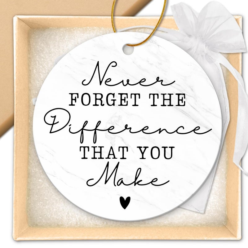 ZAGKOO Thank You Gifts - Never Forget The Difference You Make Ceramic Ornament Keepsake Appreciation  Retirement Gifts for Women  Men - Farewell  Goodbye  Leaving Ideas for Coworker  Boss  Employee - Image 1