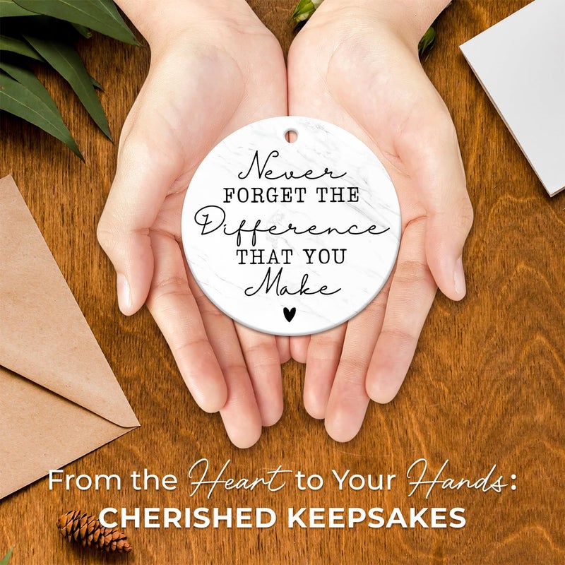 ZAGKOO Thank You Gifts - Never Forget The Difference You Make Ceramic Ornament Keepsake Appreciation  Retirement Gifts for Women  Men - Farewell  Goodbye  Leaving Ideas for Coworker  Boss  Employee - Image 4