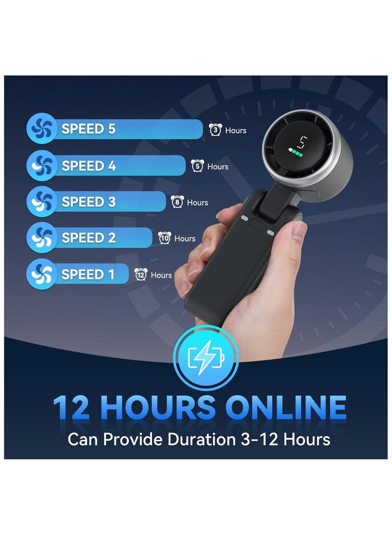 Portable Handheld Turbo Fan, 5 Gear Wind, Battery Operated, Up to 12 Working Hours, 3 IN 1 Hand Fan with Air Turbo Tech Cooling Fan for Outdoor Activities, Travel, Beach - Image 4