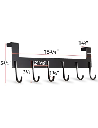 UDENIS Aluminum Over Door Hanger - No Drill Towel Rack with 6 Hooks for Bathroom & Bedroom, Anti-Rust Space Saving Clothes Organizer for Hanging Robe, Coat, Clothes, Sturdy Door Hook Rack for Storage - Image 2