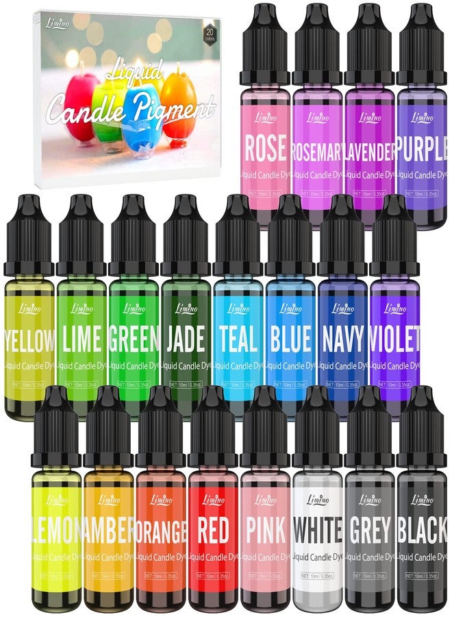 Limino Candle Dye - 20 Color Liquid Wax Dye for DIY Making, High Concentration Color for Soy, Gel, Paraffin Wax - 10ml Each - Image 1