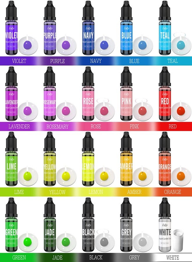 Limino Candle Dye - 20 Color Liquid Wax Dye for DIY Making, High Concentration Color for Soy, Gel, Paraffin Wax - 10ml Each - Image 2