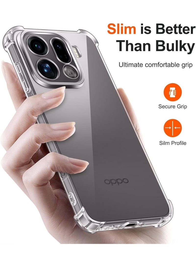 جراب متوافق مع Oppo Find X9 Pro - غطاء شفاف من السيليكون (TPU) مقاوم للصدمات، مزود بحماية للكاميرا وزوايا معززة ضد الصدمات - شفاف. - Image 2