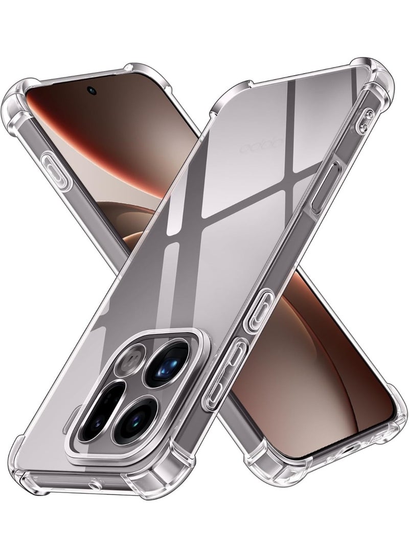 جراب متوافق مع Oppo Find X9 Pro - غطاء شفاف من السيليكون (TPU) مقاوم للصدمات، مزود بحماية للكاميرا وزوايا معززة ضد الصدمات - شفاف. - Image 1