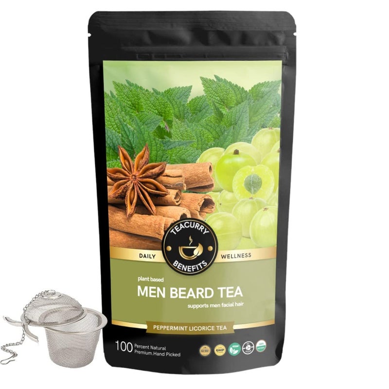 TEACURRY Beard Tea 2 Month Pack  200 Grams  Infuser  Helps with Hair Growth Shine Repair  Strength - Image 1