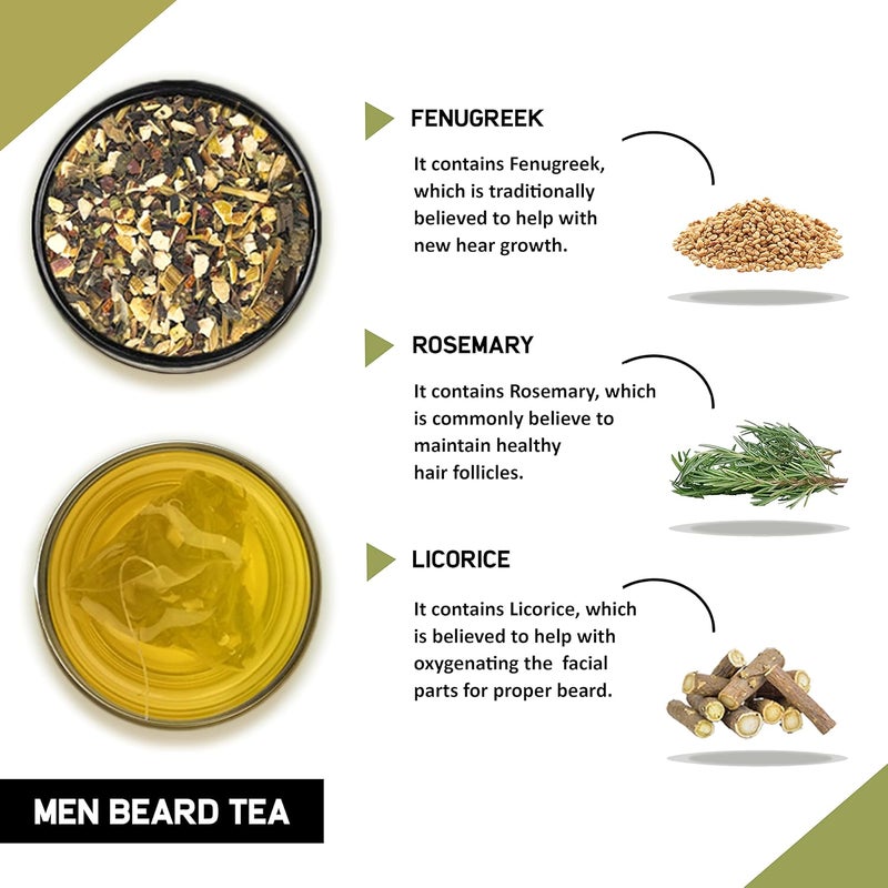 TEACURRY Beard Tea 2 Month Pack  200 Grams  Infuser  Helps with Hair Growth Shine Repair  Strength - Image 4