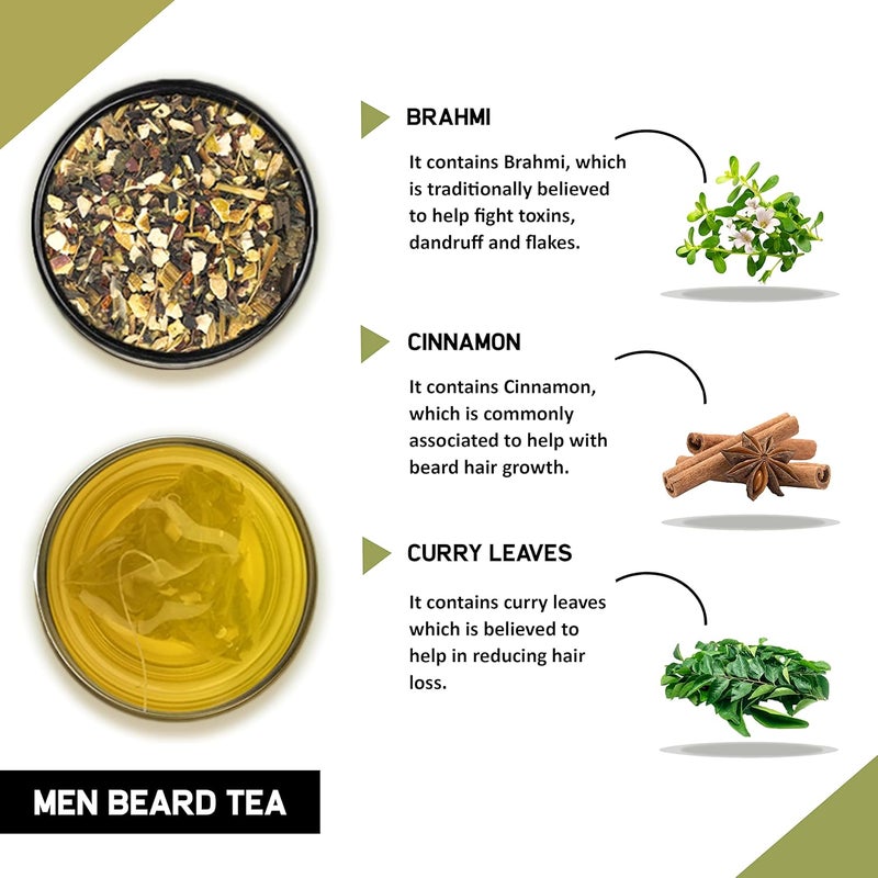 TEACURRY Beard Tea 2 Month Pack  200 Grams  Infuser  Helps with Hair Growth Shine Repair  Strength - Image 2