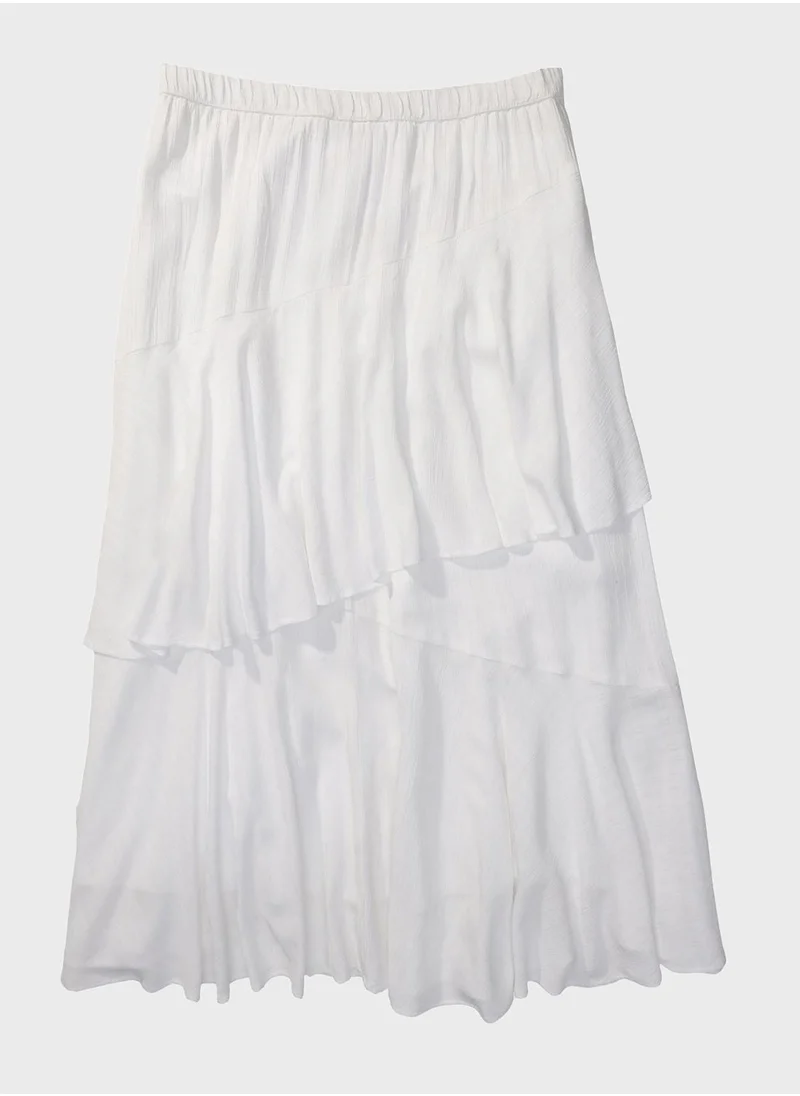 American Eagle High Waist Tiered Midi Skirt