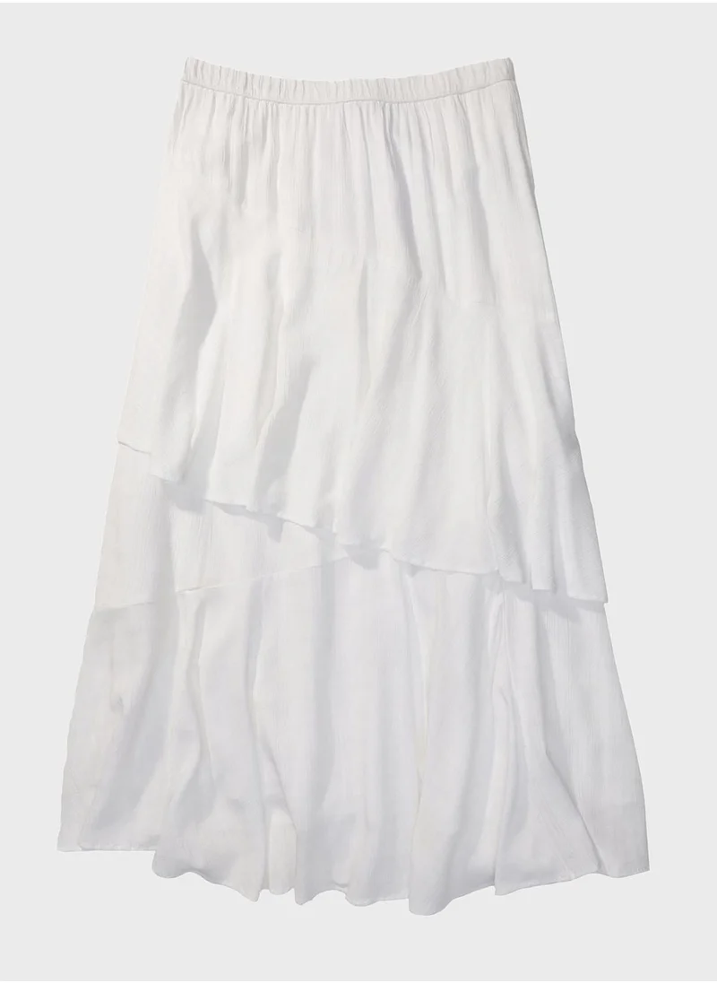 American Eagle High Waist Tiered Midi Skirt