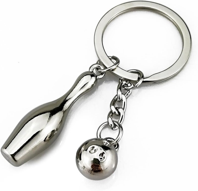 COSTOYFUN Mini Cute Soccer Keychain Bowling Tennis Baseball Keychain for Men Women Boys Girls Gift, Bowling, One size - Image 1