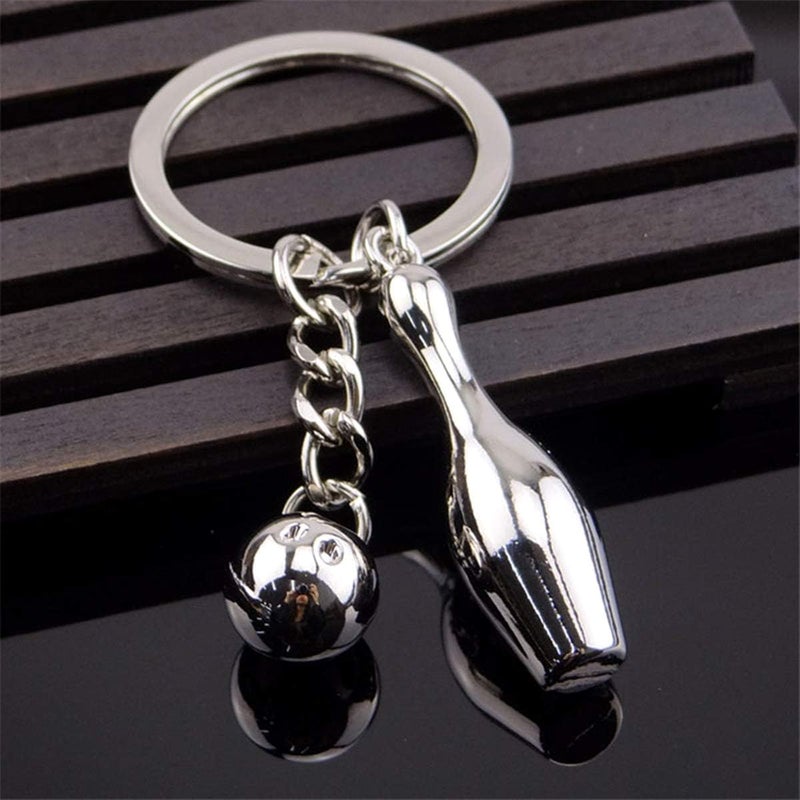 COSTOYFUN Mini Cute Soccer Keychain Bowling Tennis Baseball Keychain for Men Women Boys Girls Gift, Bowling, One size - Image 3
