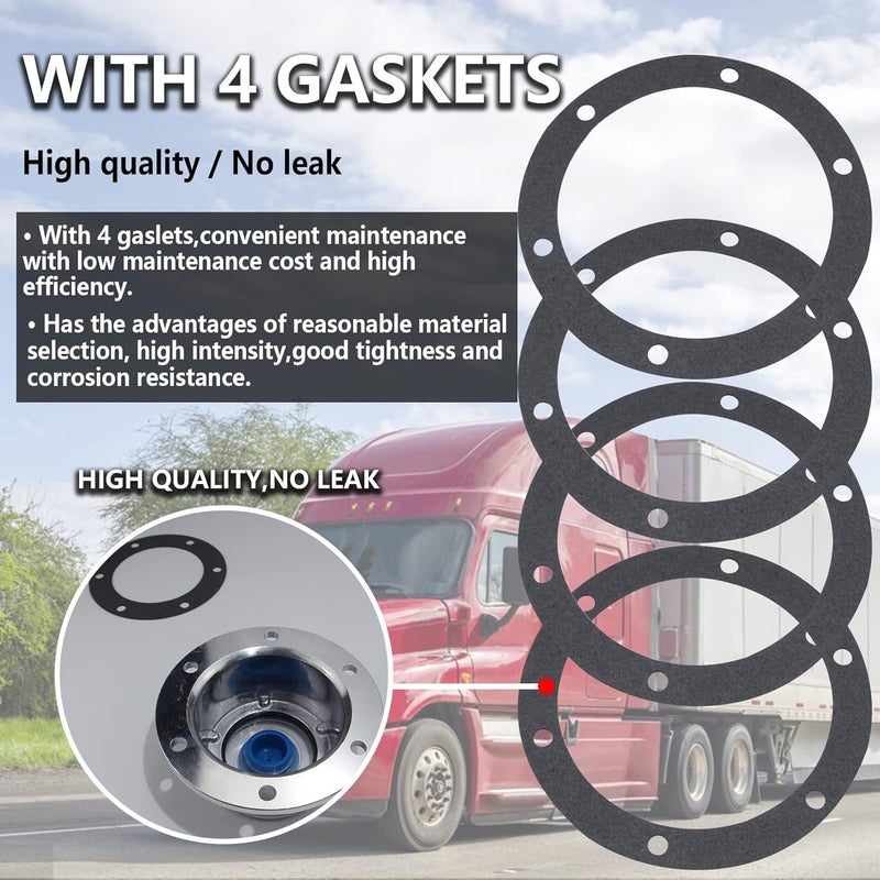 iBroPrat 4pcs 343-4024 Aluminum Hub Cap Set for Trailer Axle with Gaskets and Blue Rubber Plugs - Image 5
