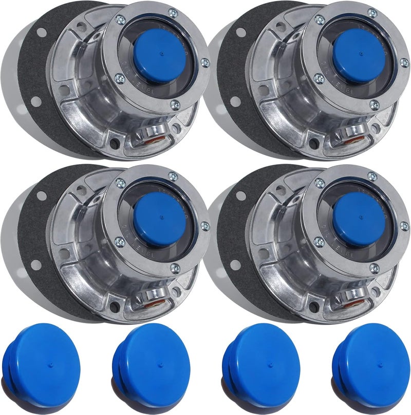 iBroPrat 4pcs 343-4024 Aluminum Hub Cap Set for Trailer Axle with Gaskets and Blue Rubber Plugs - Image 1