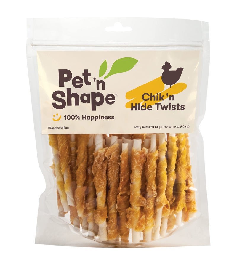 Pet 'n Shape Chik 'n Hide Twists â€“ Chicken Wrapped Rawhide Natural Dog Treats, Small, 16 oz - Image 1