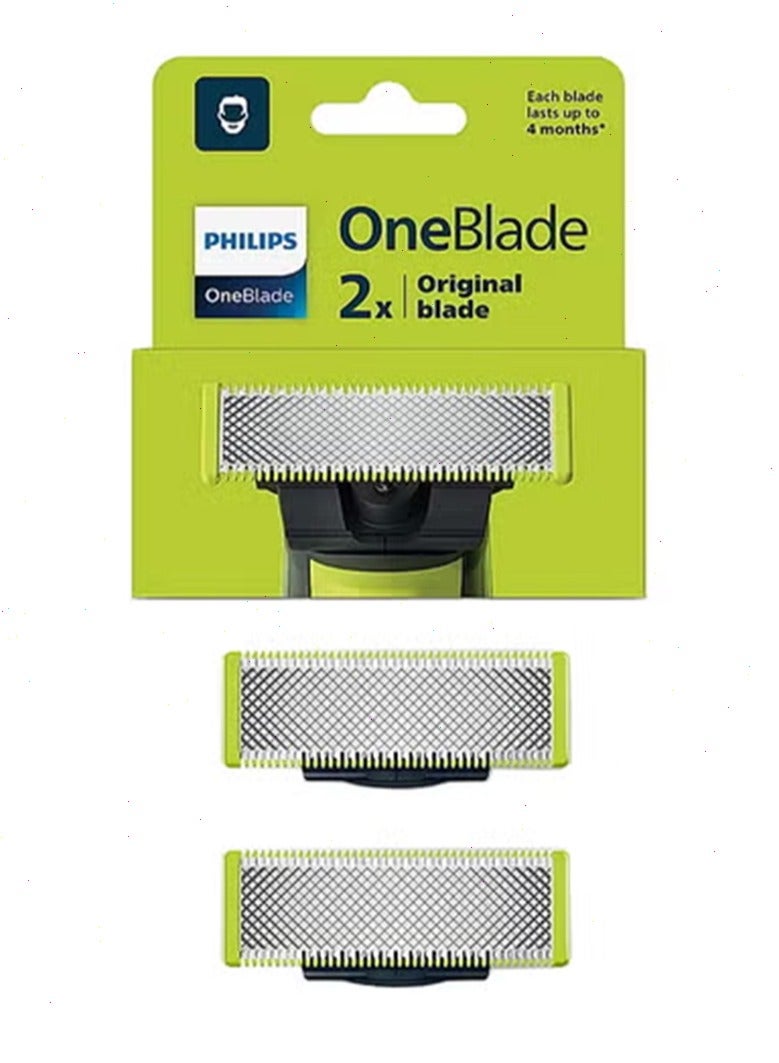 Philips OneBlade Replacement Blades QP220/51,Trim, Edge & Shave Any Length of Hair,2 Replaceable Original Blades,Fits All OneBlade Handles, Wet & Dry Use QP220/51Green - Image 1