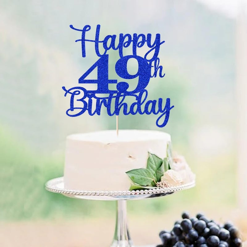 Kaoenla سعيد 49 كعكة عيد ميلاد Topper Hello 49 هتاف إلى 49 سنة 49 الذكرى السنوية /49 سنة زخرفة حفلة عيد ميلاد (49 الأزرق) - Image 3