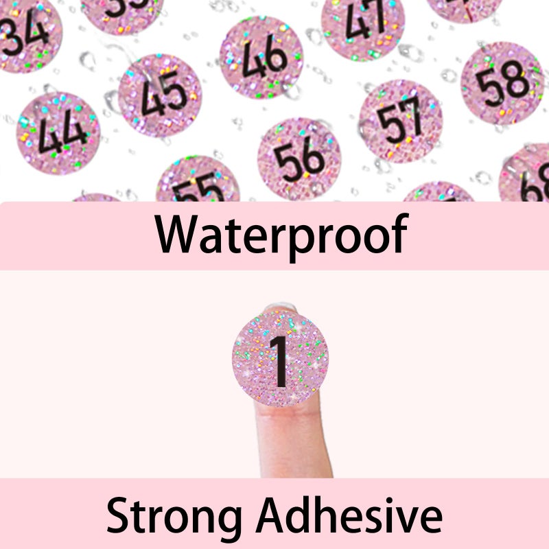 Yegawen 1 Inch Holographic Number Stickers, Glitter Consecutive Number Stickers 1-100, Holographic Self Adhesive Numbered Label use for Inventory, Storage, Organizing-1000 Sheets/Shiny Pink - Image 3