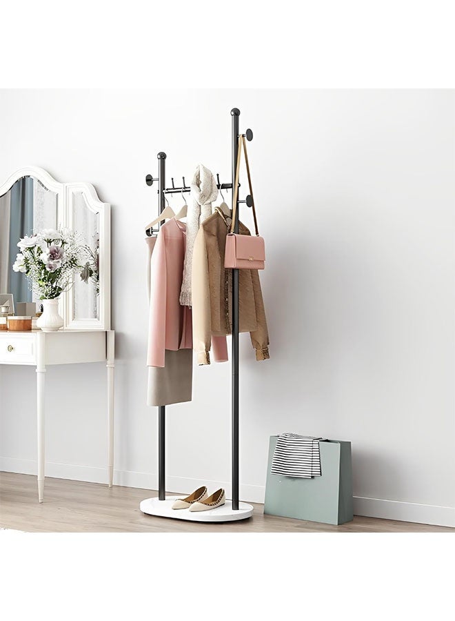 Sturdy Metal Coat Rack with Marble Base & 4 Hooks: Freestanding Coat Tree for Bedrooms & Entryways - Image 5