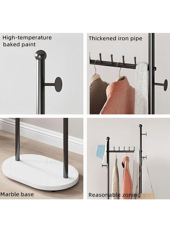 Sturdy Metal Coat Rack with Marble Base & 4 Hooks: Freestanding Coat Tree for Bedrooms & Entryways - Image 4