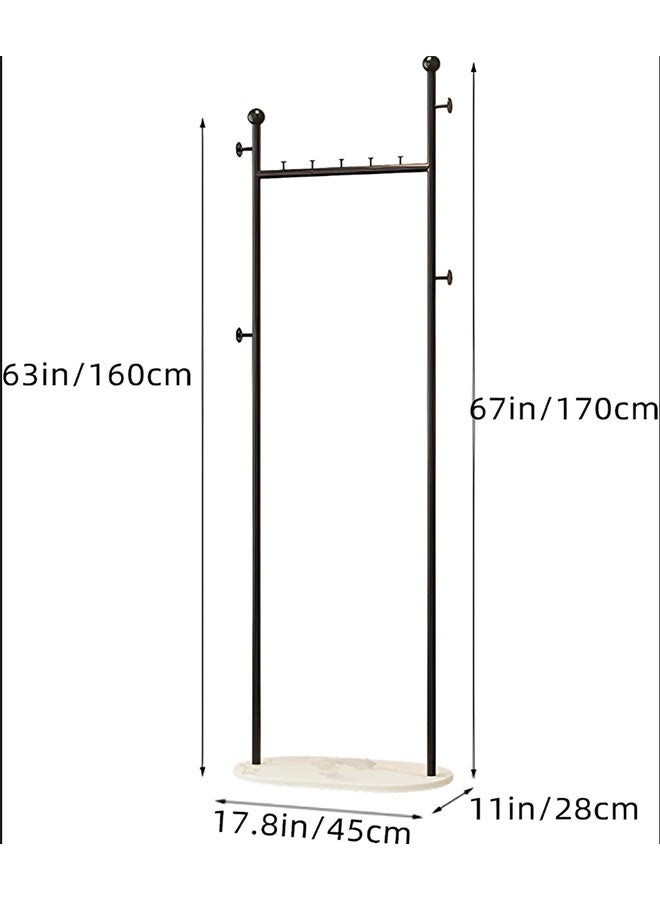 Sturdy Metal Coat Rack with Marble Base & 4 Hooks: Freestanding Coat Tree for Bedrooms & Entryways - Image 2