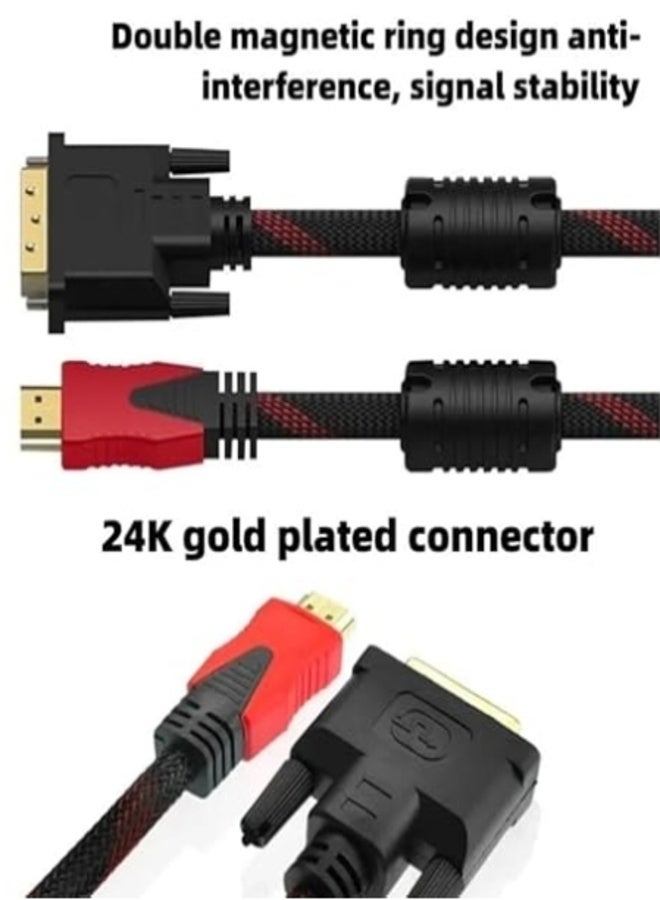 HDMI to DVI-D 24+1 Male-to-Male High-Performance 3 Meter Cable – Full HD 1080p Support, Durable Build for Seamless Video Transmission from PC/Laptop to Monitor or Projector - Image 2