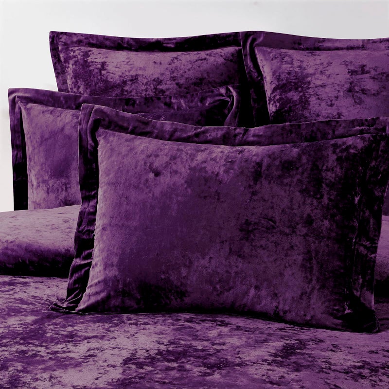 Fredsure Distressed Velvet Comforter Set, 5 Pieces Dark Purple Queen, Distressed Velvet Face and Brushed Microfiber Reverse - Image 4