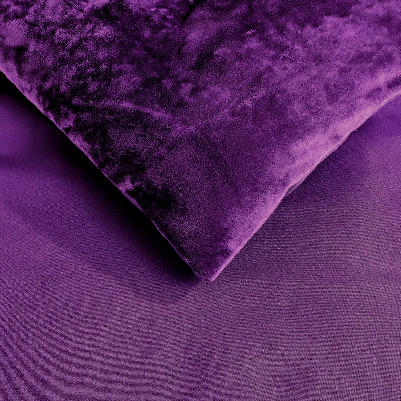 Fredsure Distressed Velvet Comforter Set, 5 Pieces Dark Purple Queen, Distressed Velvet Face and Brushed Microfiber Reverse - Image 5