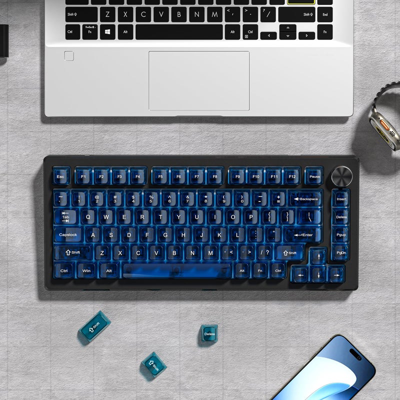 dagaladoo Dark Blue Clear keycaps,Transparent keycaps 75 Percent,Jelly keycap Set,Shine Through Key caps.,MDA Profile Keyboard Key Cap for Mx Switches Mechanical Keyboard - Image 5