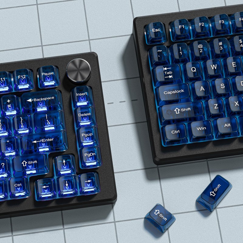 dagaladoo Dark Blue Clear keycaps,Transparent keycaps 75 Percent,Jelly keycap Set,Shine Through Key caps.,MDA Profile Keyboard Key Cap for Mx Switches Mechanical Keyboard - Image 3